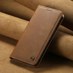 Premium RFID Leather Wallet Book Flip Case with Magnetic Closure for Vivo V60 Lite 4G (Light brown)