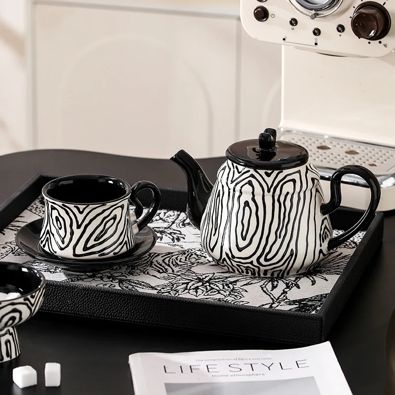 핸드페인팅 빈티지 하이피트 컵 모델룸 장식 커피잔 받침 홈 디저트 아이스크림 컵 볼 디스플레이 티 세트