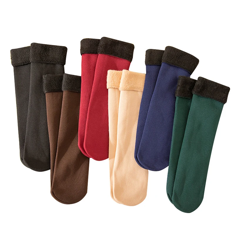 Women Winter Warm Thicken Thermal Socks Wool Cashmere Snow Sleeping Sock  Velvet Soft Boots New Year Home Floor Socks 