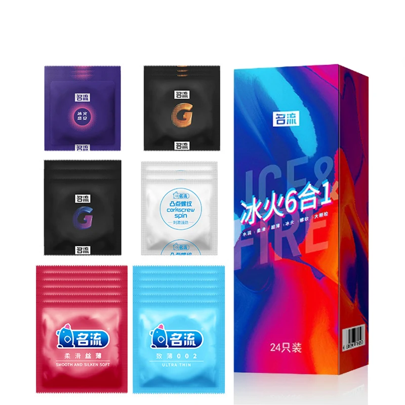 Condom 24pcs Ultra Thin Adult Sex Toys Smooth Lubricatted Penis Sleeves Ice Fire Feeling Contraception