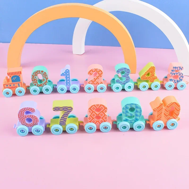Colorful Toddler Digital Little Train Toys Children's Puzzle Block Assembly Interactive Toy 1-3y