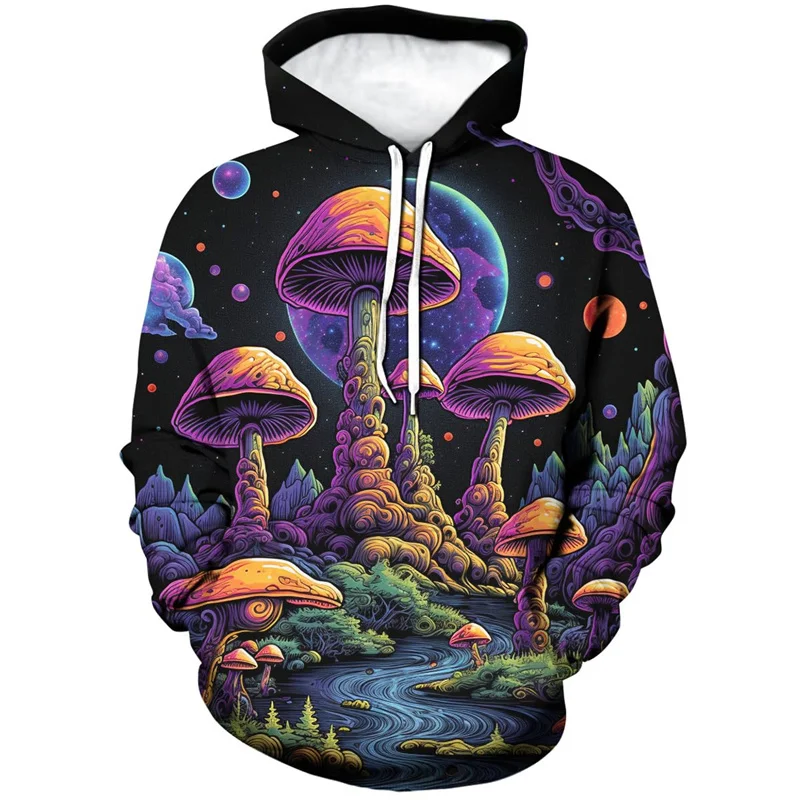 thumbnail image 1 of Sudadera con capucha con gráfico de hongos para hombre, sudadera con estampado de plantas en 3D, sudadera informal de gran tamaño para primavera y otoño, sudaderas con capucha de manga larga, 1 of 5