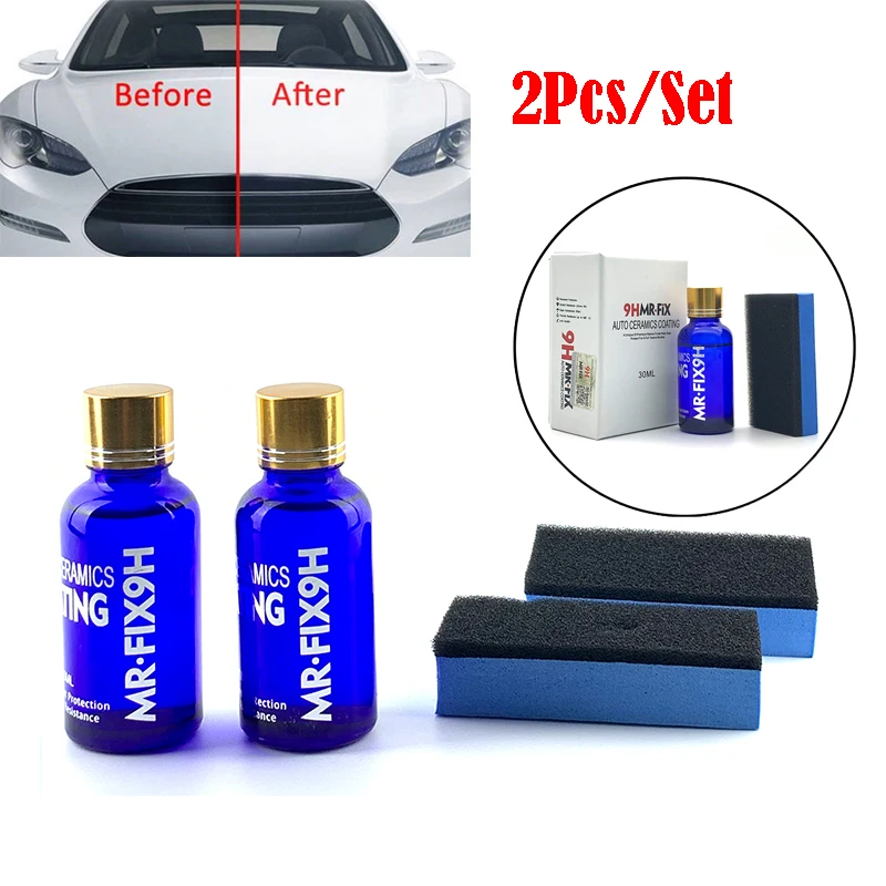 2Pcs/Box 9H Car Oxidation Ceramic Coat Super Hydrophobic Auto Liquid Glass Coating Set Polysiloxane Nano materials Care Polish