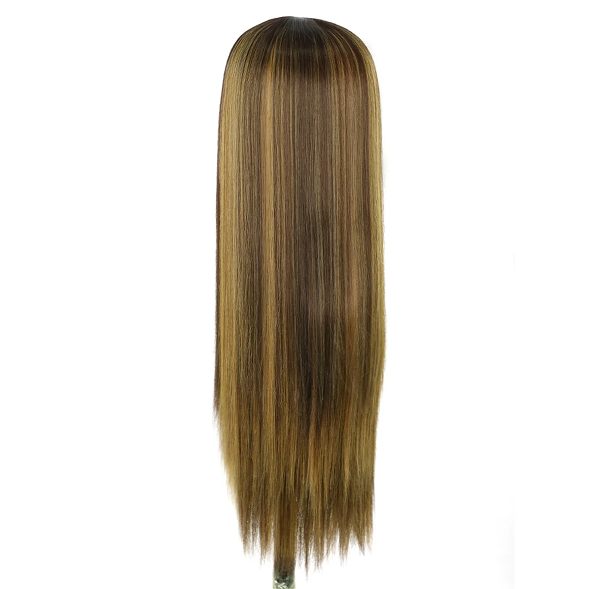 Honey Blonde Highlight Lace Front Wigs, Lace Long Straight Glueless Wigs Yaki Straight Front Wig 27Inch
