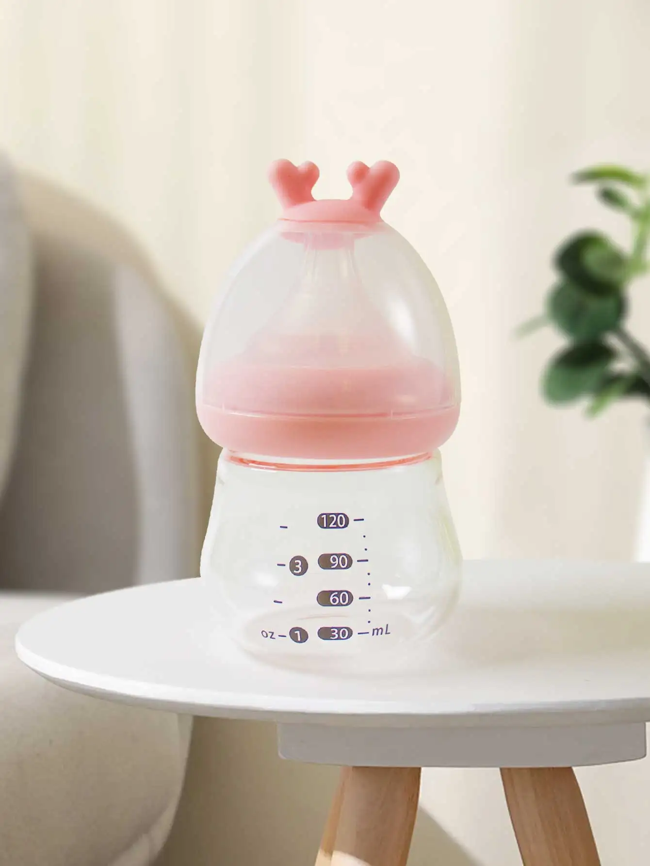 120ml Glass Baby Bottle Feeding bottle Cute Little Hore Wide neck pacifier High quality anti colic hole baby bottles