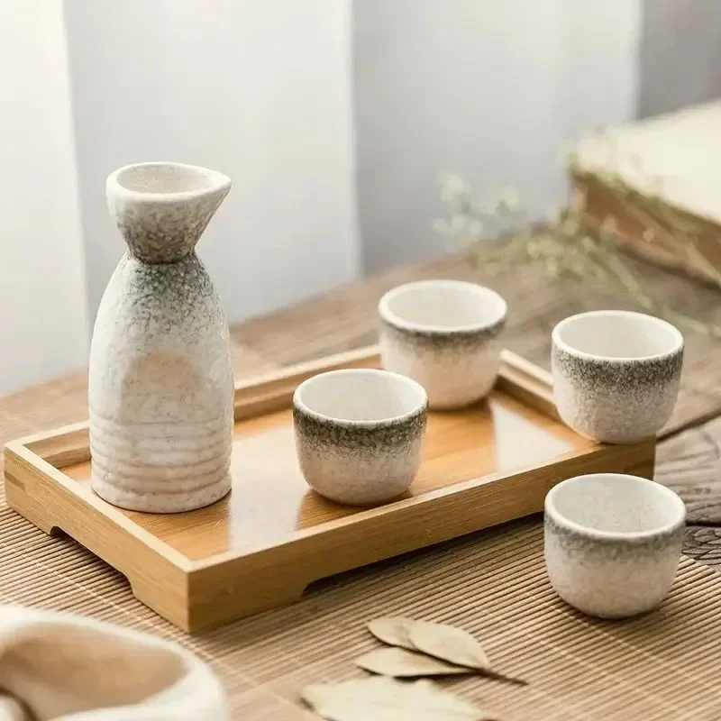 Japanese Ceramic Wine Sake Set Heater Hot Po Wine Bottle White Glass Dispenser For Room