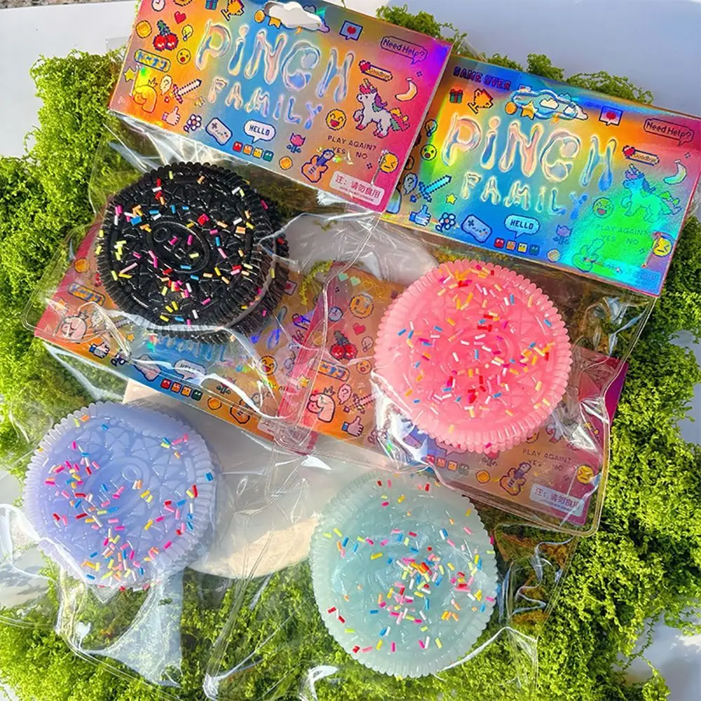 1Pcs Durable New Fidget Biscuit Pinching Toy Stress Relief Big Oreo Squeeze Dessert Toy Super Soft Silicone Stress Relief Toy 2