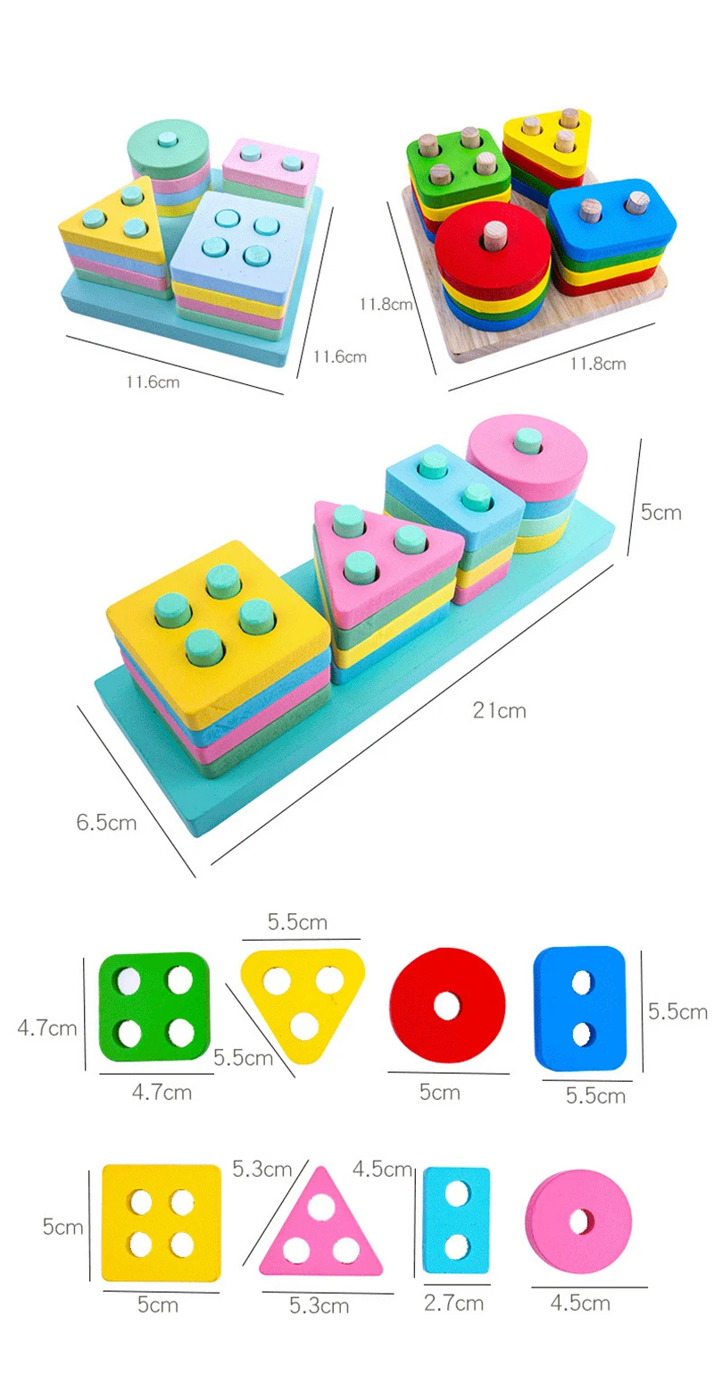 Montessori Wooden Toys Early Educational Kids Wooden Puzzles Game Sensory Blocks 1 2 3 Years Baby Toys Development Games Gifts