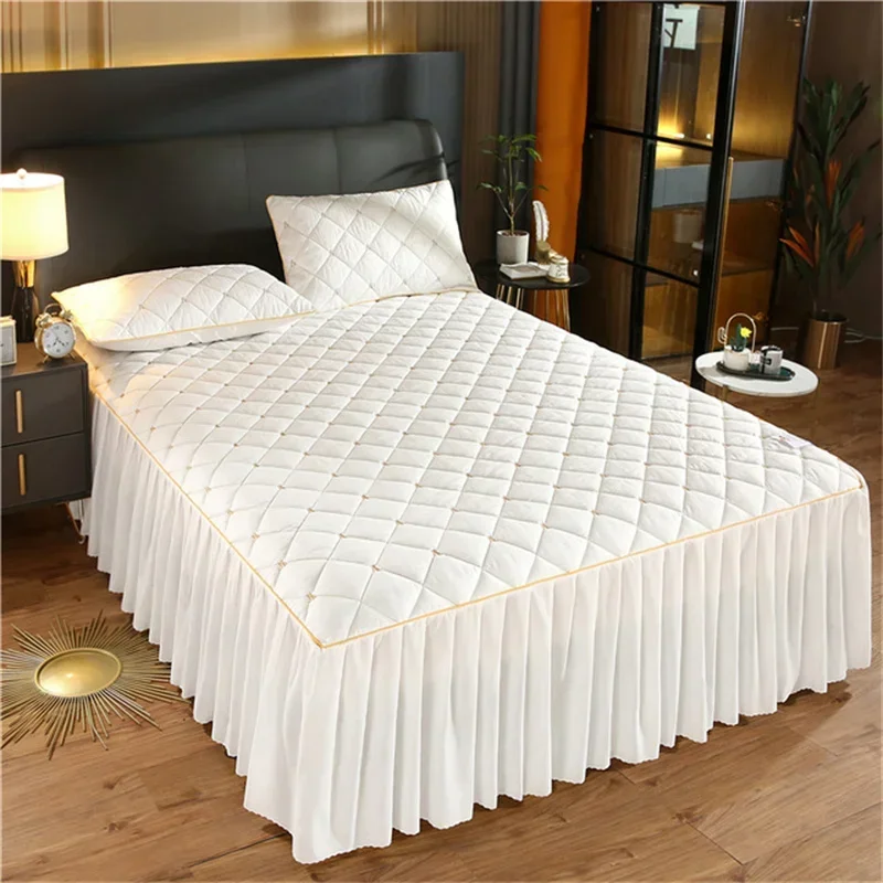 

Size Bedspread Embroidery Quilted Pink Nordic The On Spread High spreads Queen Pleated Thicken Quality Luxury Edge