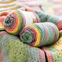 100G/Ball Rainbow Cotton Yarn Segment Dyeing 5 Ply of Milk Cotton DIY Hand Knitted Sofa Cushion Pillow Yarn 193m Crochet Yarn 2