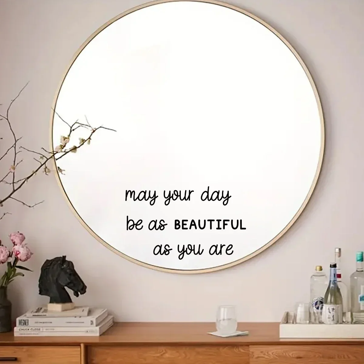 1pcs PVC Self-adhesive Mirror Stickers for Bedroom Home Decor Encourage Quotes Removable Wall Decals Living Room Decoration