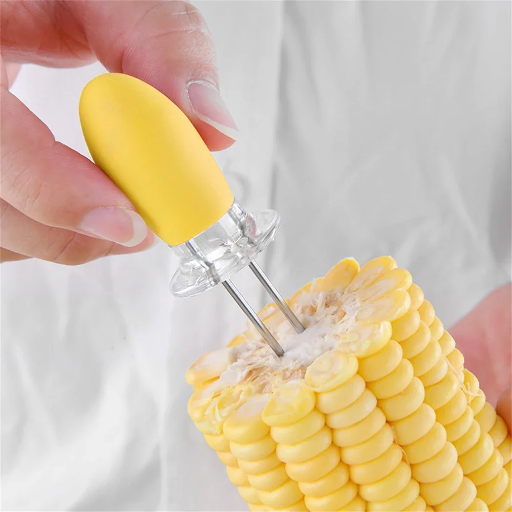 Corn Fork BBQ Tool 2Pcs BBQ Barbecue Corn Holders Safe Stainless Steel Corn on The Cob Holders Skewers Needle Prongs Outdoor BBQ Barbecue Hand Tool