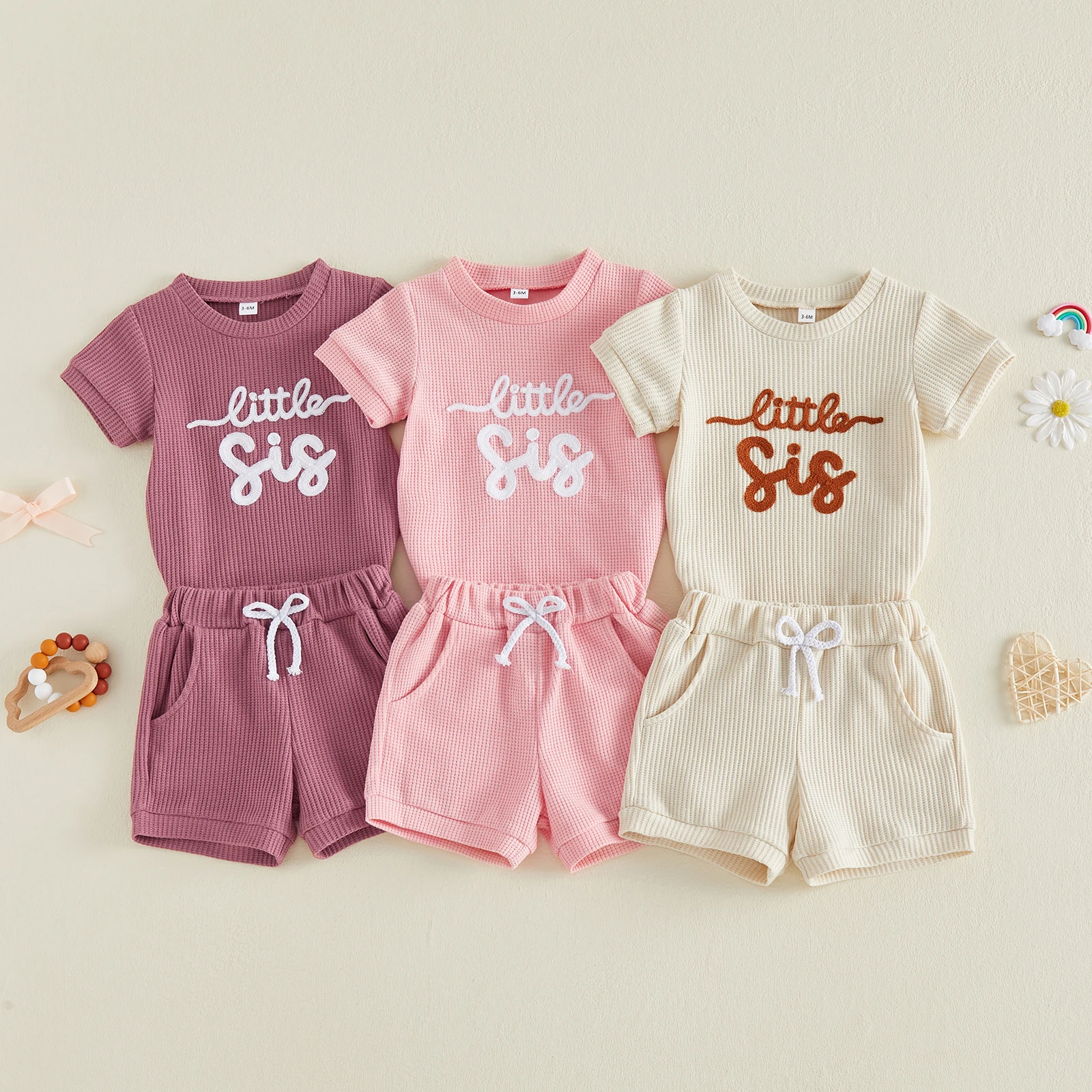 FOCUSNORM 4 색  여아 소년 여름 의류 세트 귀여운 반팔 문자 자수 롬..