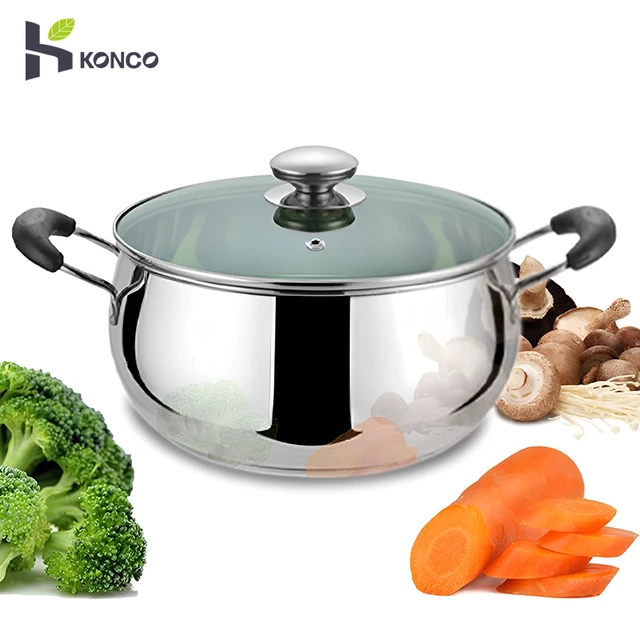 Sartén Antiadherente De Acero Inoxidable Con Cubierta De Vidrio, Utensilios  De Cocina Para Cocina, Ollas, Utensilios De Cocina, Cocina De Inducción -  Ollas Para Caldo Y Sopa - AliExpress