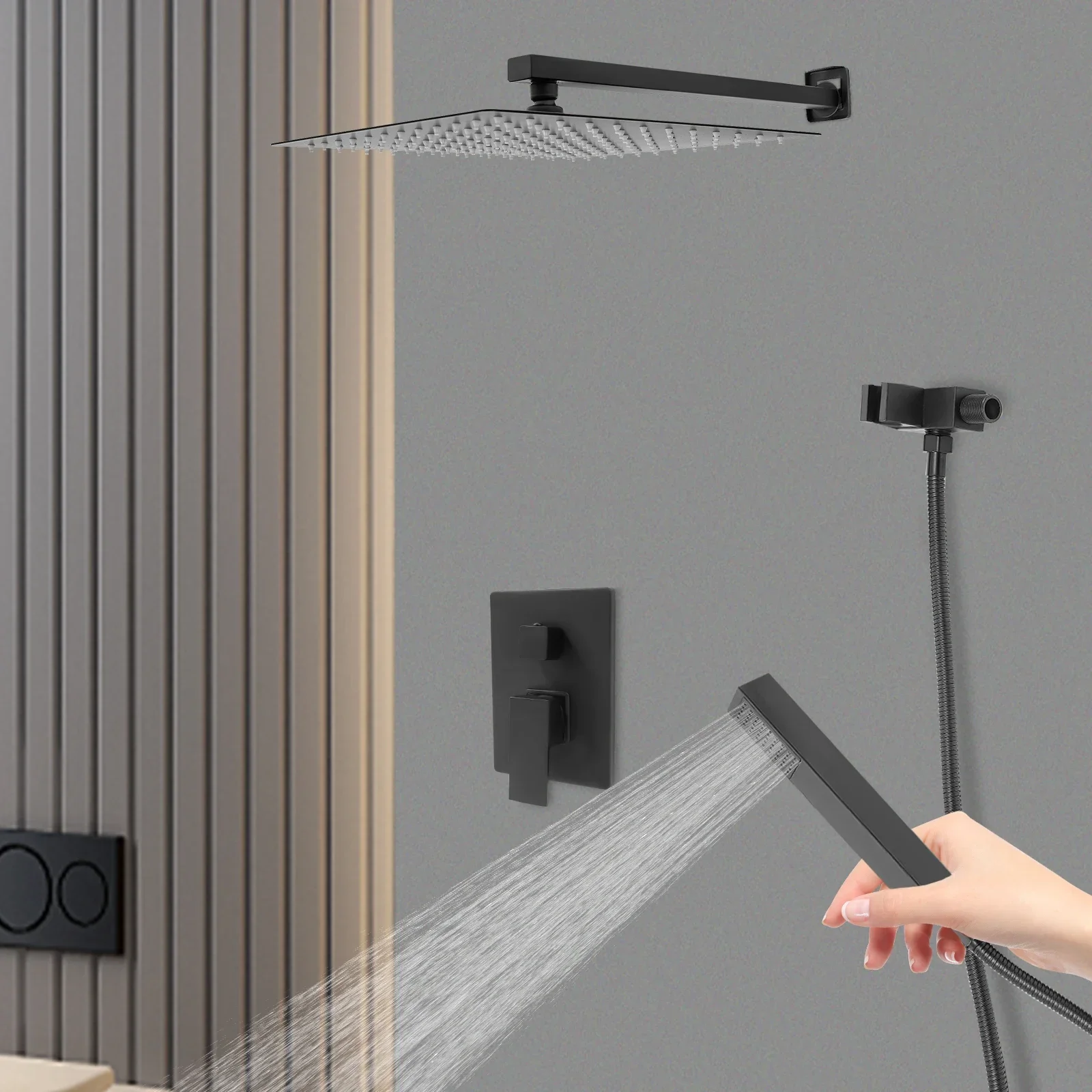 Duscharmatur-Set, Badezimmer-Duschsystem mit Temperaturregelung, wandmontiertes Duschzubehör mit Duschventil – Detail 2