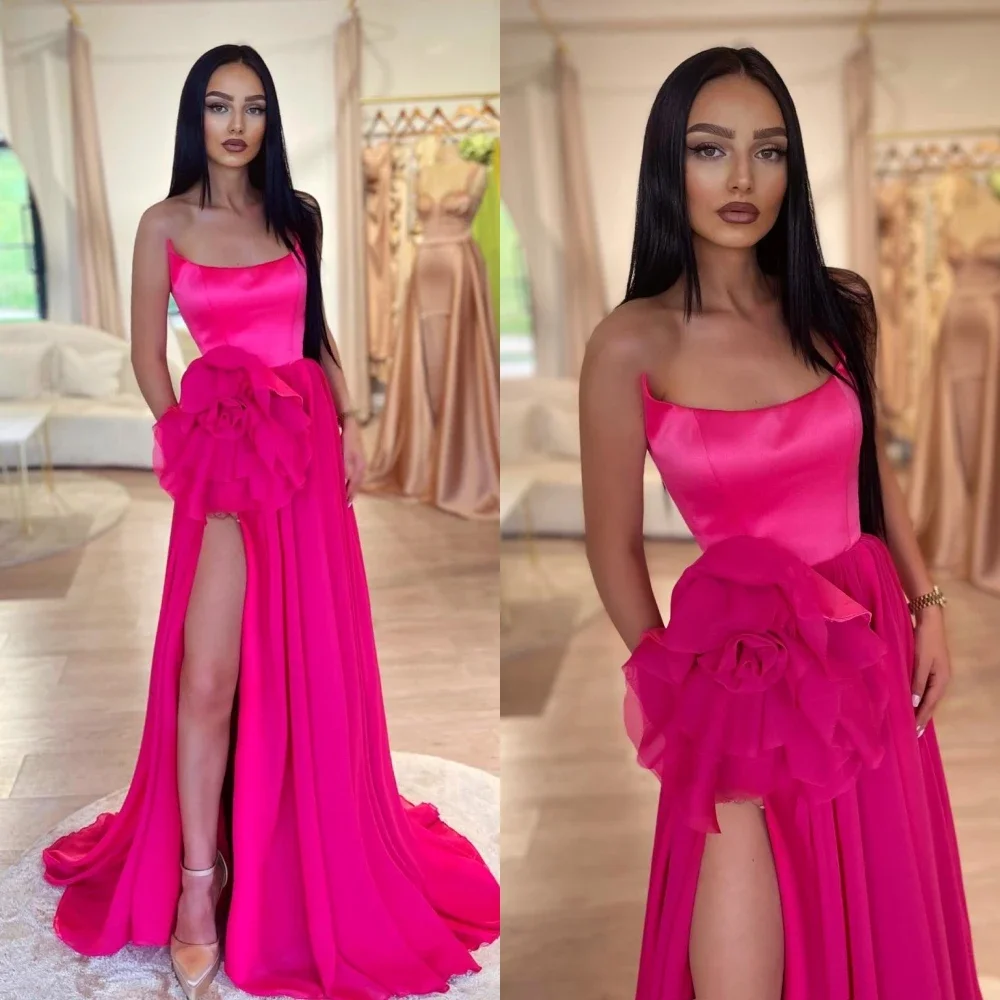

Sexy High Quality Strapless A-line Quinceanera Flower Floor Length Chiffon Evening 2023 Dress
