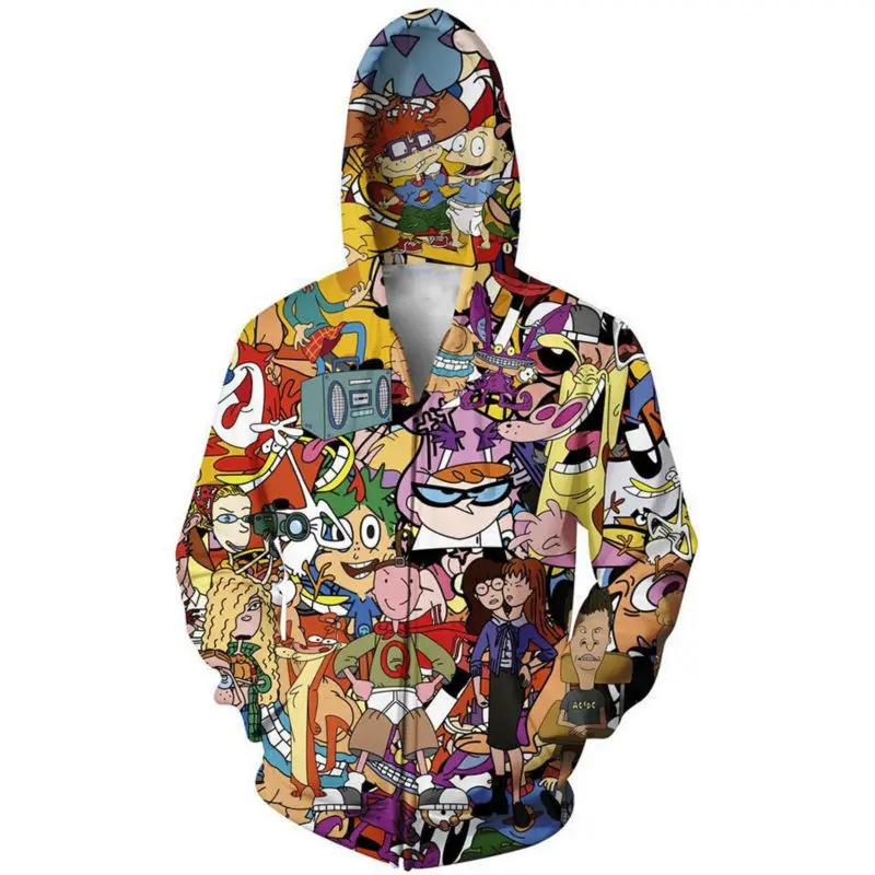 

2022 Cosmos Fashion men hoodies 90s Cartoon Gang Character collage 3D Printed Hoodie Unisex streetwear Hooded Sweatshirt