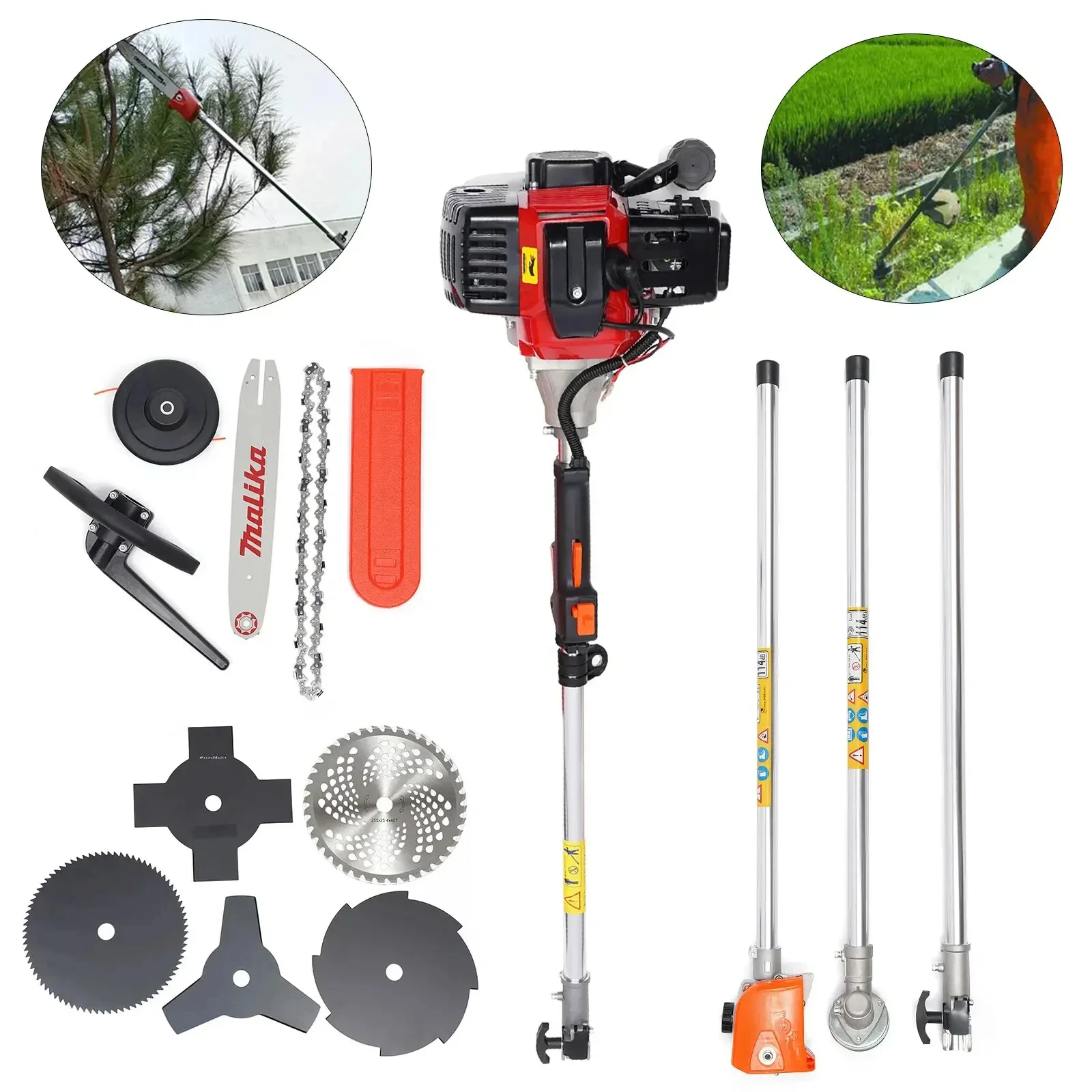 52CC Multi-Tool Gas Brush Cutter – 10-in-1 Weed Wacker, Hedge Trimmer & Pole Saw