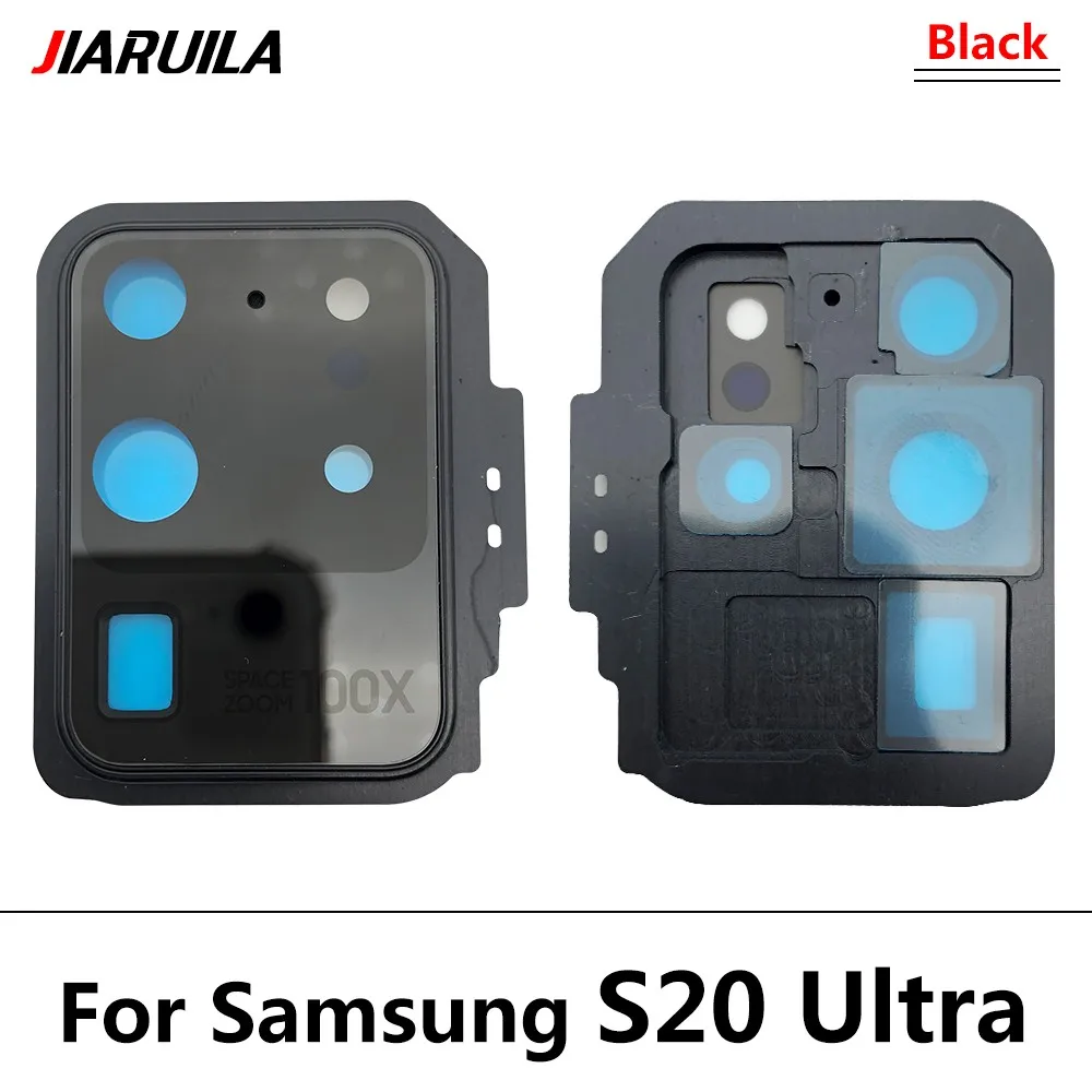 Premium Black Rear Camera Glass Lens with Frame & Adhesive