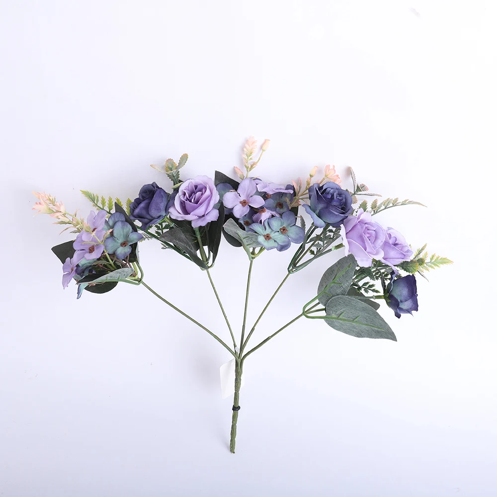 아름다운 장미 가을 인공 꽃 실크 모란 수국 큰 신부 꽃다발 웨딩 홈 파티 DIY 장식 가짜 꽃