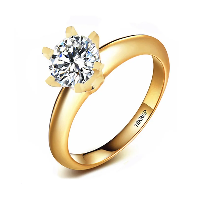 Wedding Rings Finger Rings Jewelry Rings Ring Jewelry Cubic Zircon Ring Round Rings LMNZB Fine Yellow Gold Color Ring Luxury Round Solitaire 8mm 2.0ct Cubic Zircon Rings Wedding Band Jewelry Accessories Women