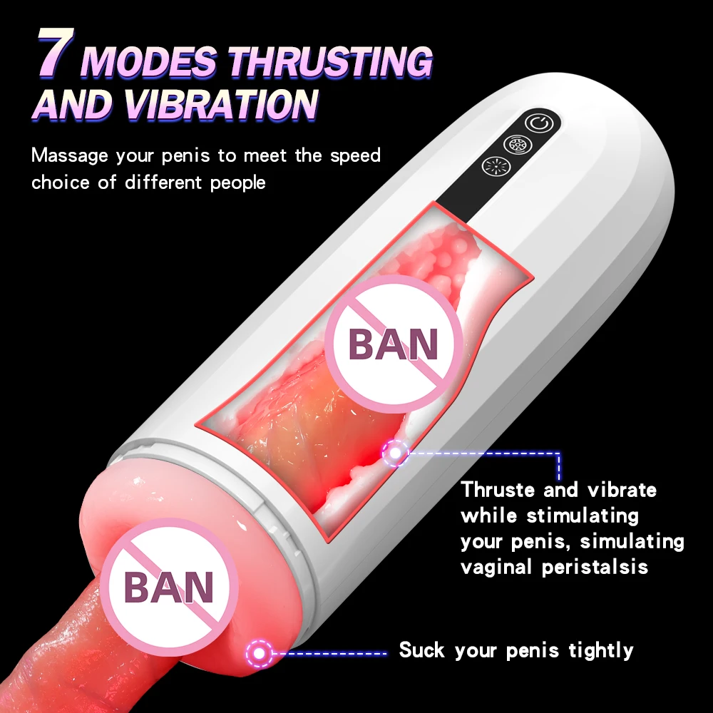 Electric Wearable Telescopic Masturbator Cup For Men Vibration_voghion.com