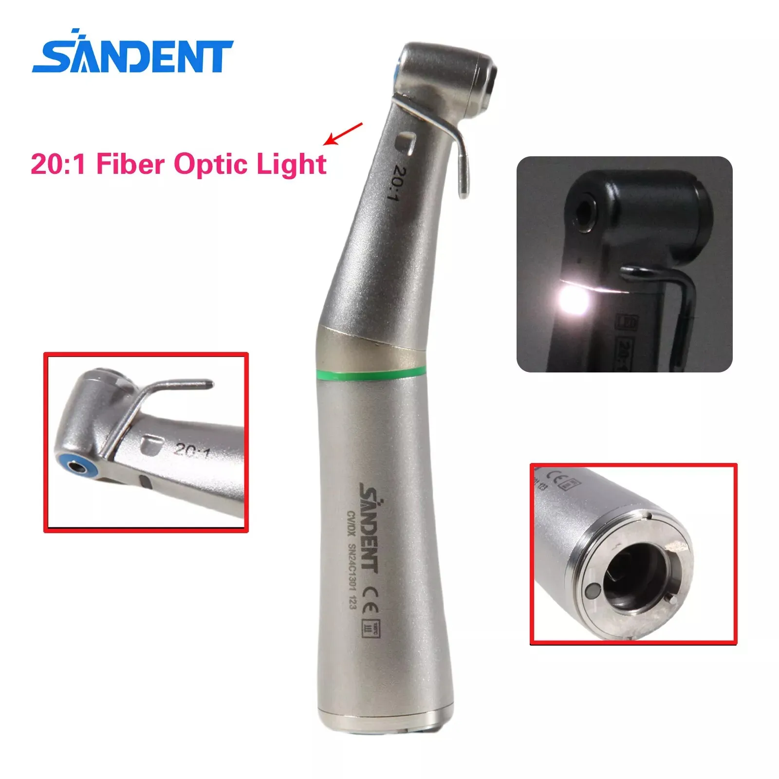 Dental Chirurgische 20:1 Implantat Reduktion Fiber Optic LED Contra Angle Handstück Fit Nsk/Kavo