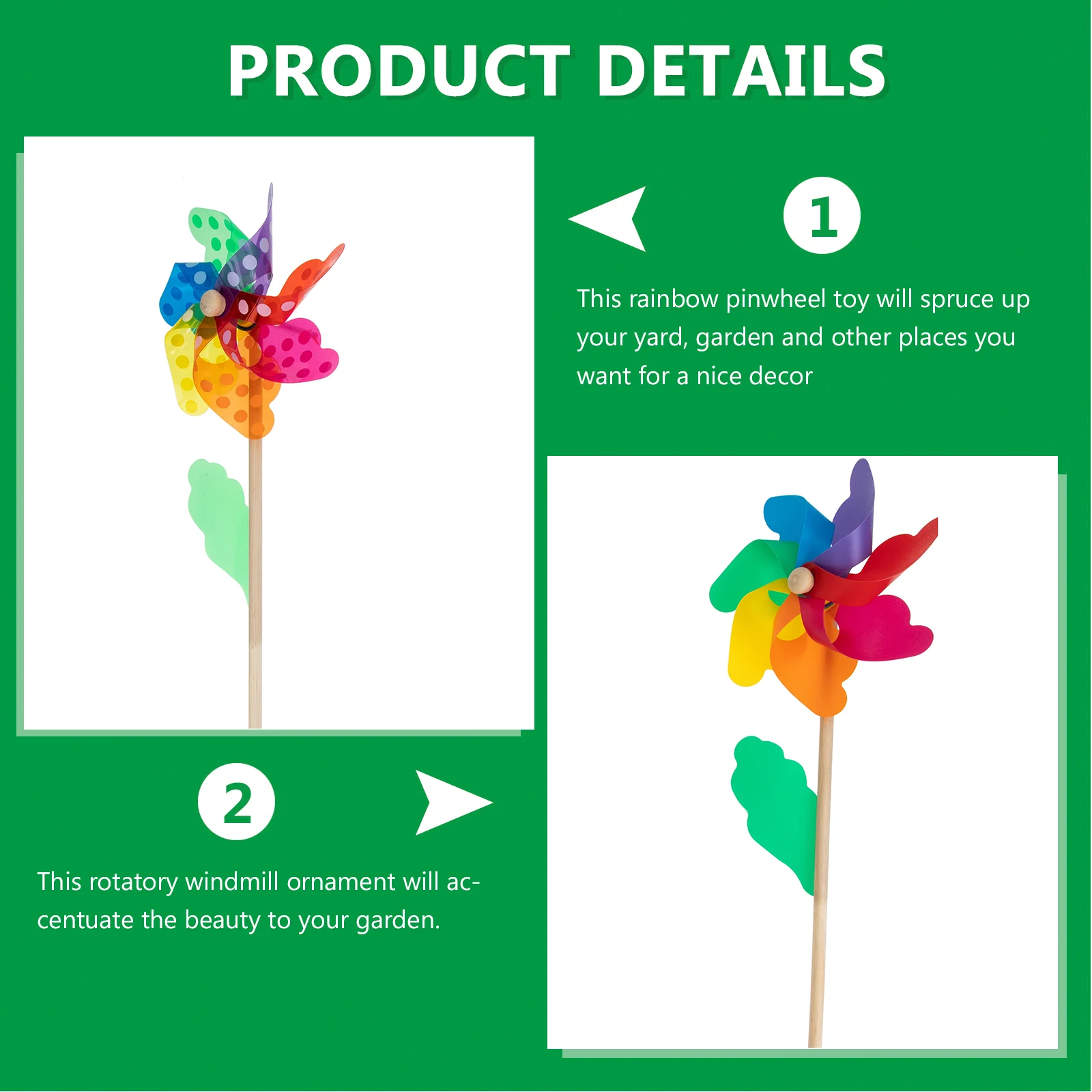 6 Pcs Colorful Wooden Rod Windmill Kids Toy Garden Decorations Plastic Pinwheels For Diy Crafts Outdoor Fun Sports Games