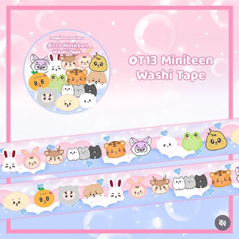 KPOP Korean Ins Cute Animals Washi Tape Hand Account Decorative Tape Collage Planner DIY School Stationary Stickers 2