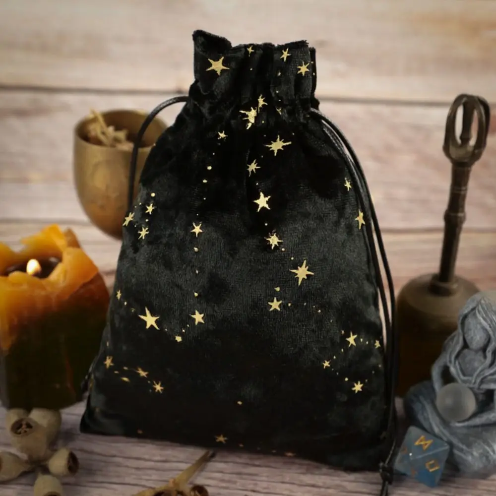 Fashion Velvet Storage Bag Star Printed Tarot Oracle Cards Tarot Pouch Rune Dice Multiple Use Pouch Jewelry Bag