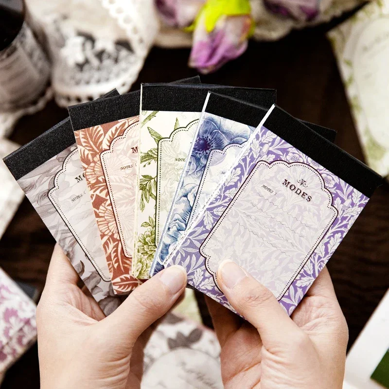 40Sheets Memo Book Retro Floral Pattern Decorative Backing Plant light ledger Border Material Paper Scrapbooking 105*75MM 3