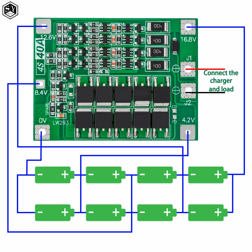 Li-ion Lithium Battery Charger Protection Board 18650 BMS 11.1V 12.6V/14.8V 16.8V For Drill Motor 3S 4S 40A 60A Enhance/Balance