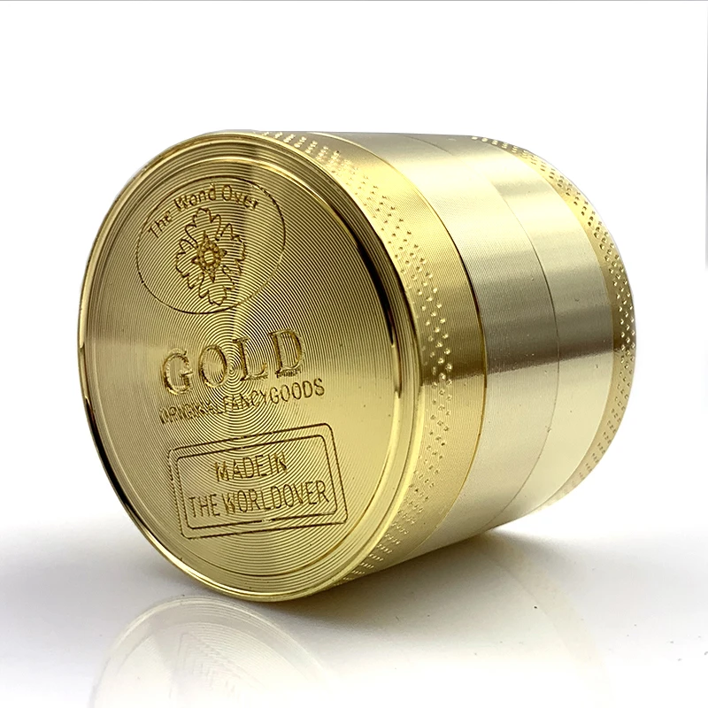 Gold Zinc Alloy Herb Grinder – 3-Layer Tobacco & Herbal Crusher Smoke Accessory