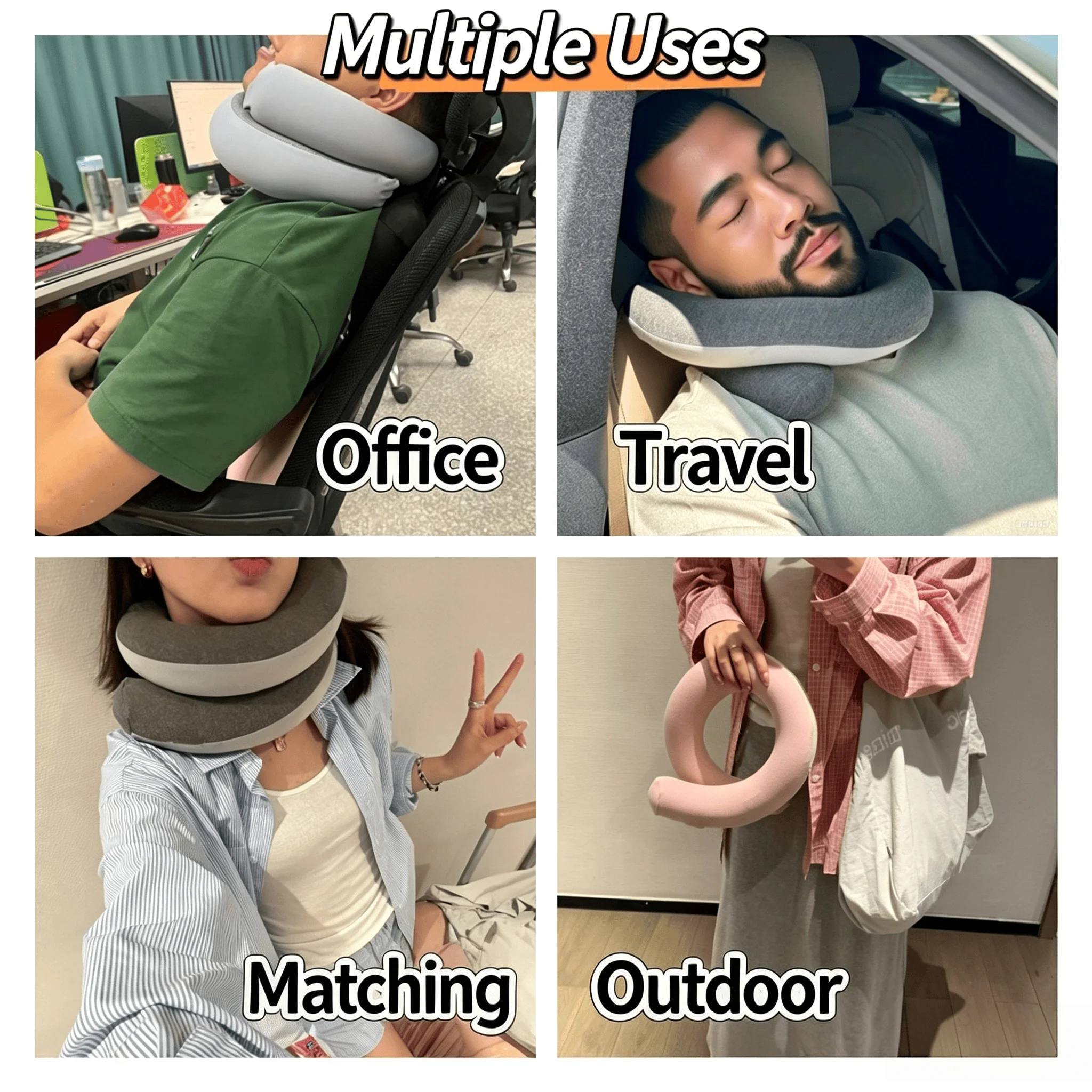 Twistable Spiral Travel Pillow, Flexible Bendable Neck Support Pillow, Adjustable Multi‑Shape Travel Neck Pillow for Car Airplan