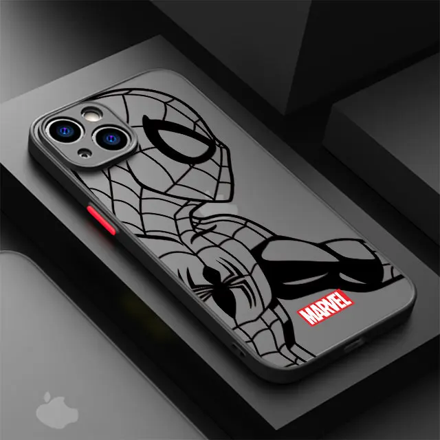 thumbnail image 1 of Funda para Apple iPhone 12 Mini 8 Plus 15 Pro 13 7 6S XS X XR SE 11 Pro 14 Pro Max cubierta dura PC de lujo Marvel Spiderman Ironman, 1 of 5