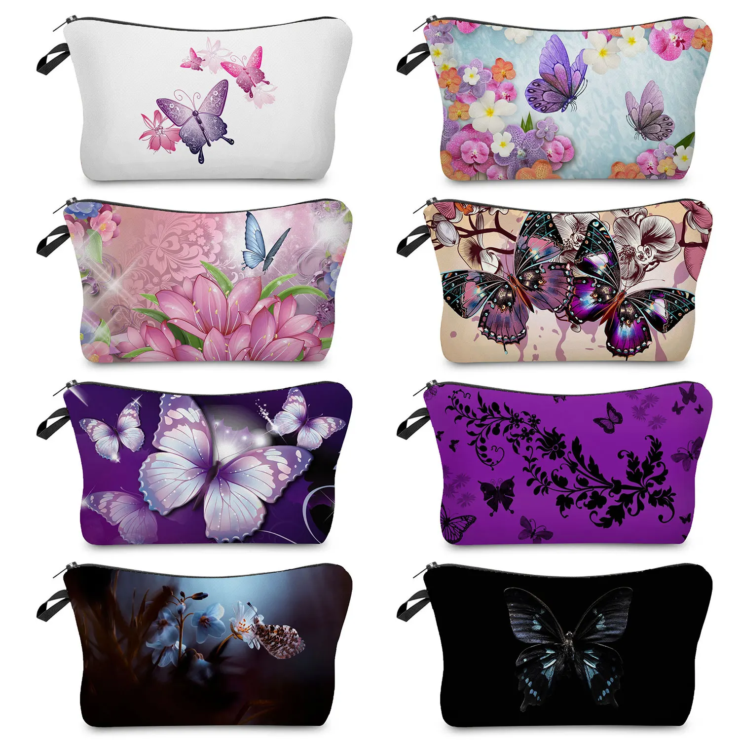 

Storage Bags Travel Women Portable Mini Casual Cartoon Printed Makeup Bag Custom Pattern Pretty Colorful Butterfly Cosmetic Bags