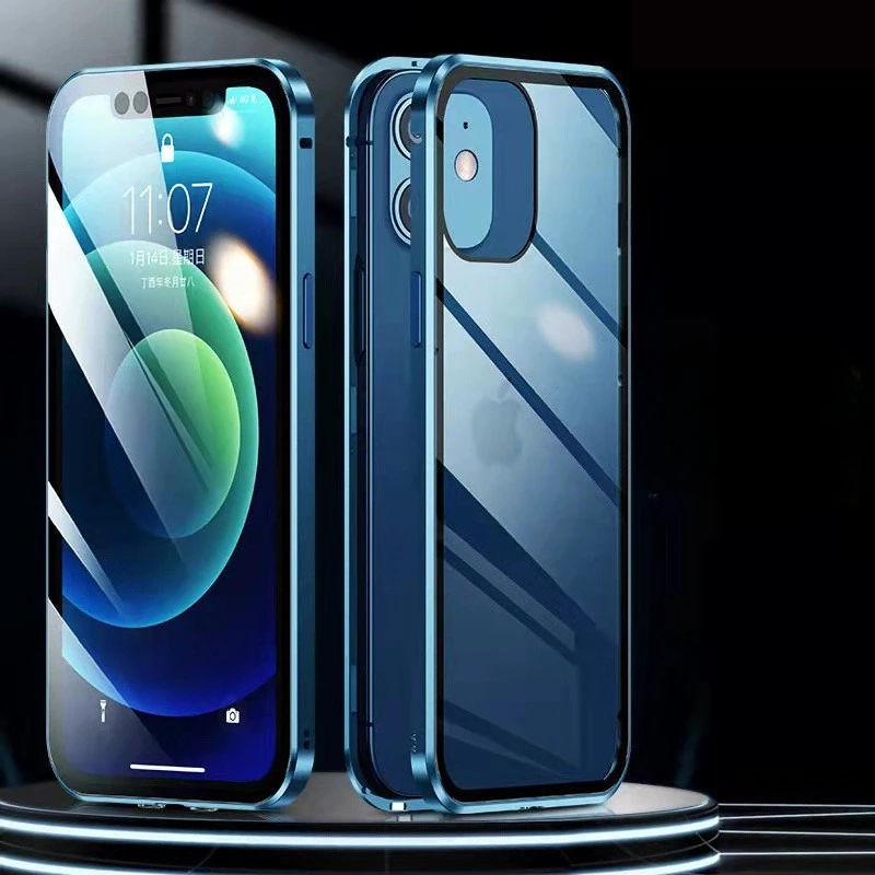 360° Full Protection Magnetic Phone Case with Double-Sided HD Clear Glass Cover