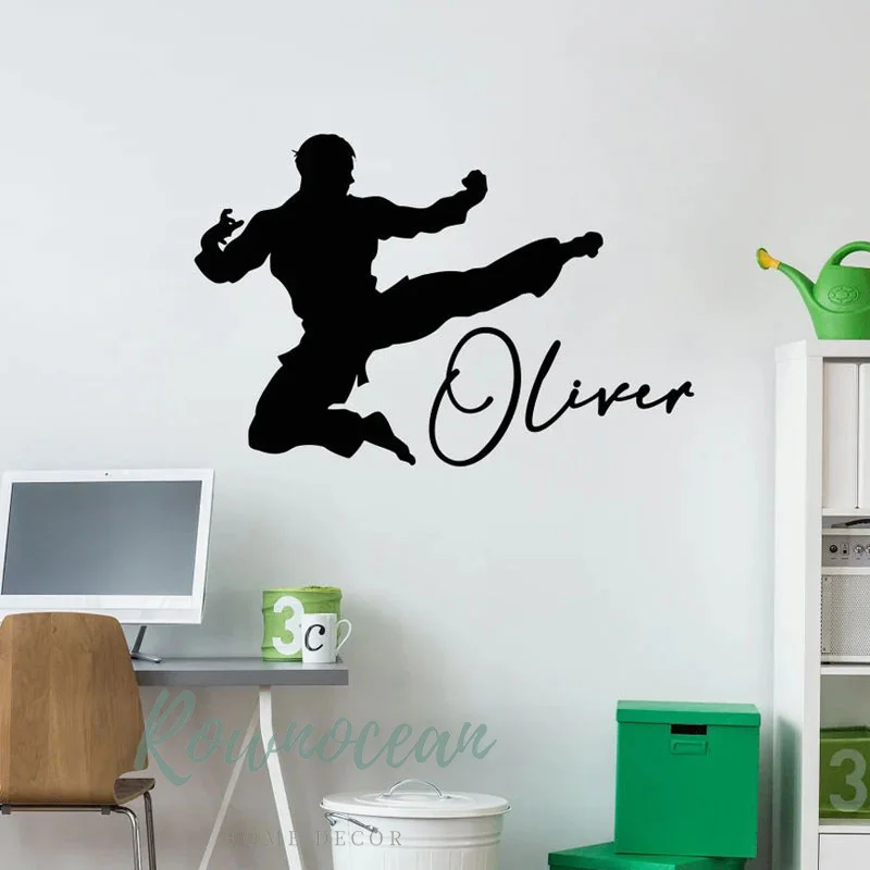 

Personalized Name Karate Decals Boys Room Martial Arts Home Decor Kids Room Teenager Bedroom Vinyl Wall Sticker Ninja Mural AB04