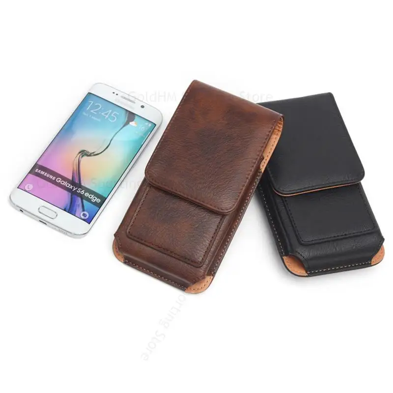 Universal Leather Phone Pouch with Belt Clip and Card Holder