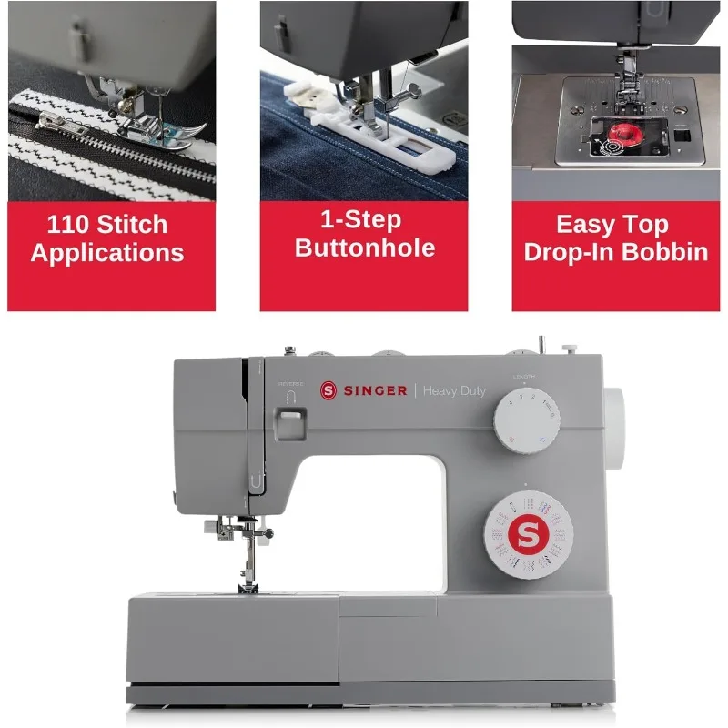 Heavy Duty 4452  Motor with Enhanced Piercing Power, 110 Stitch Applications, Full Metal frame, 1-step Buttonhole & LED Lights 4