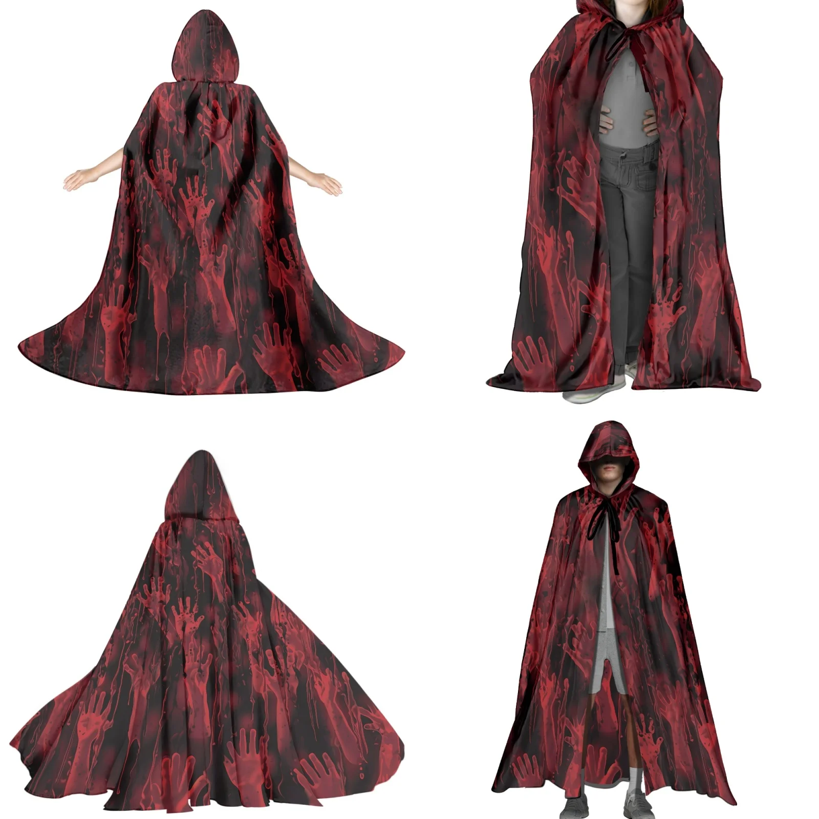 

The Devil's Palm Print Capes, Halloween Themed Robe, Witch Wizard, Hooded Vampire, Adult, Kids, Devil's Prop, Party Costume