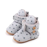 Toddler Baby Printed Cotton Boots Winter First Walkers Soft Sole Fur Snow Warm Booties Fleece Anti-Skid Shoes 0-18 months 4