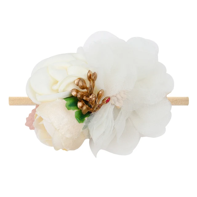 Pearl Lace Artificial Flower Headband Newborn Headband for Baby Girl Handmade Hairband Hair Accessories резинки для волос детям 33