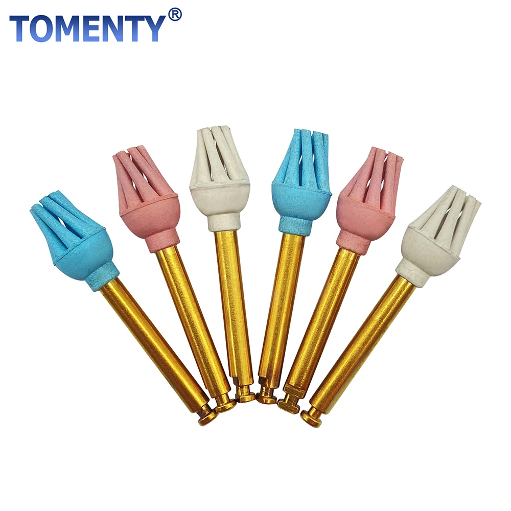 TMENTY 6pcs Dental Rubber Diamond Polisher For Composite Polishing RA Dentist Consumables Dentistry Tools Helicoid