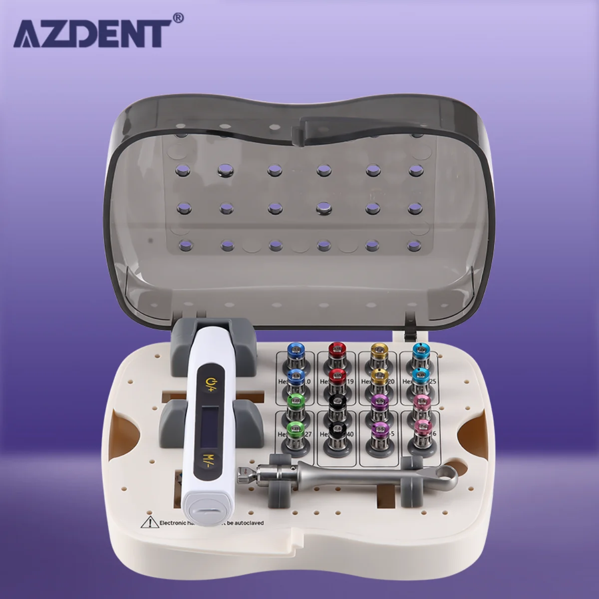 AZDENT 치과 임플란트 토크 스크류 드라이버 렌치, 다채로운 전자 토크, 범용 도구 키트 박스