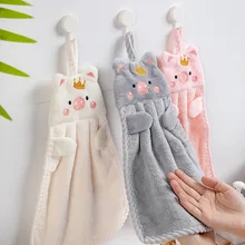 

Coral Velvet Bathroom Supplies Soft Hand Towel Absorbent Cloth Dishcloths Hanging Cloth Cartoon Pig Handkerchief Baby Burp Towel