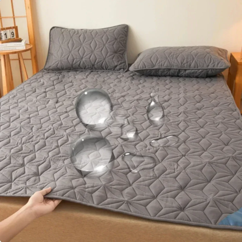 

Waterproof Mattress Topper with Elastic Band Quilted Protector Pad Bedspread Winter Mattress Cover for Single/Double Bed 140/160