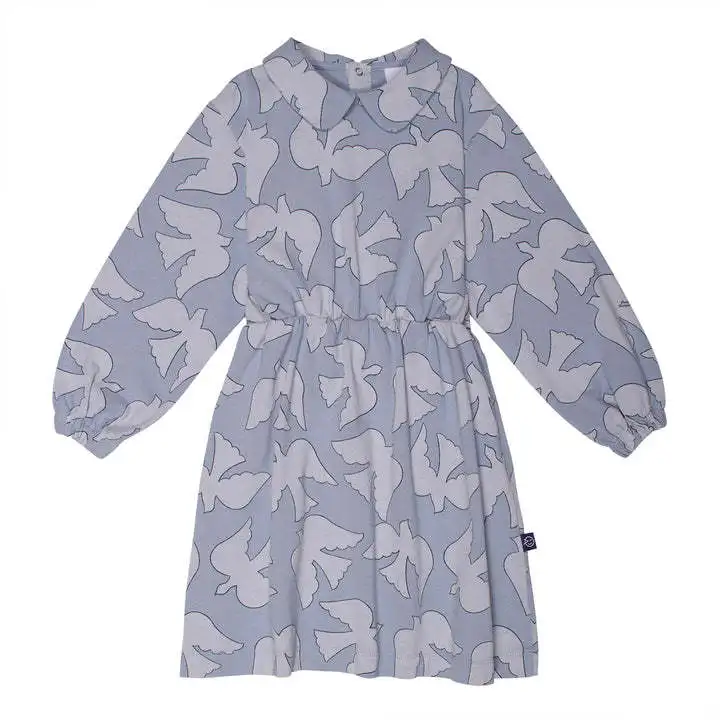 aw24 wyn kids dress for girls striped print long sleeve casual Dresses Sisters Denim Dress Clothes