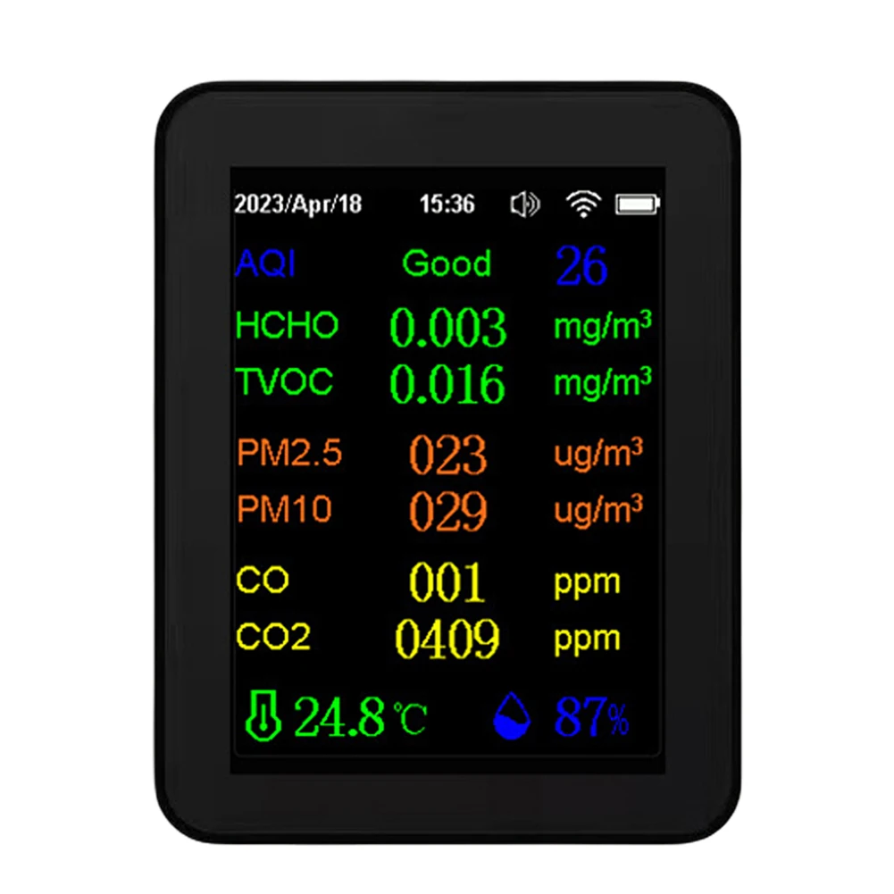 繫 б   ̻ȭź , ÷ ũ,  PM2.5 PM10 CO CO2 TVOC HCHO AQI ׽, 12 in 1