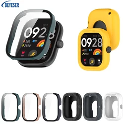 Watch Case For Redmi Watch 4 Hollow Silicone Protect Cover Anti-fall Scratch PC+Tempered Film All-in-one Hard Protective Shell